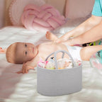 COMSE Baby Diaper Caddy Organizer, Car Caddy, Diaper Change Organizer, Gift Baskets Empty, Portable Tote Bag with Divider, Baby Shower Gifts Newborn Essentials Registry Must Have, Cool Gray