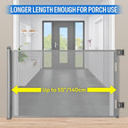 Retractable Baby Gate, Extra Wide Safety Kids or Pets Gate, 33” Tall, Extends to 55” Wide, Mesh Safety Dog Gate for Stairs, Indoor, Outdoor, Doorways, Hallways, Easy to Wipe(Grey)