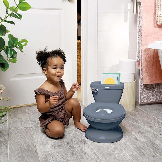 Ingenuity My Size Potty Pro in Blue, Infant Potty Training Toilet, Lifelike Flushing Sound, for Ages 18 Months, Up to 50 Pounds