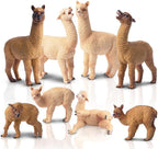 Toymany 8PCS Realistic Alpaca Figurines Llama Figures - Plastic Forest Jungle Animal Figurines, Christmas Birthday Toy Gift for Kids Boys Girls