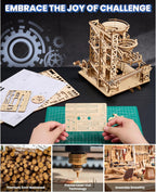 3D Wooden Puzzles for Adults: Marble Run Model Building Kits for Ages 14+ - Roller Coaster Crafts Brian Teaser Marble Run Puzzles 330pcs- Hobbies Gift for 3D Puzzles Lover
