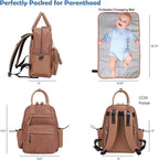 JESSIE & JAMES Saturday EDC Diaper Bag Backpack Multi Function Diaper Bag with Changing Pad & Stroller Straps_Brown