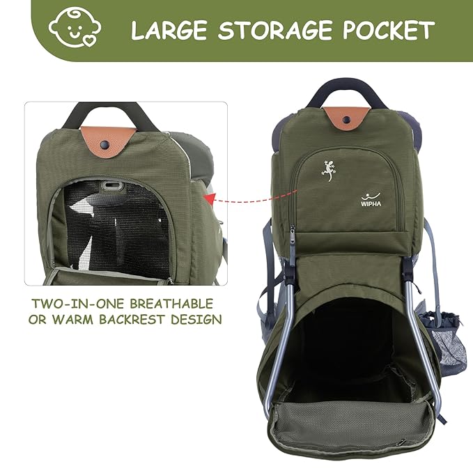 WIPHA Baby Backpack Carrier, Comfort Toddler Carrier Hiking Backpack with Canopy, Adjustable Lightweight Child Carrier