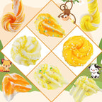 LAWOHO 6 Packs Gradient Yellow Slime Kit - Clear, Butter, Cloud Slimes, Fluffy Slimes for Kids with Charms & Animal Add-ins, Party Favors for Girls & Boys, 360ml Non Stick Slime Making Kit for Kids