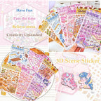 DIY 3D Sticker Scene 6 Sets of Stickers for Girls Make Your Own Mini Room Scene Stickers for Kids Cute Kawaii Sticker Therapy for Adult Relief Stress Pass The Time