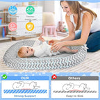 KISS GOLD Baby Lounger - Breathable Soft Cotton Cover Baby Lounger Nest, Babies Essentials Gifts, Portable Lounger for Baby Tummy Time Floor Playing Seated Support for Home and Travel