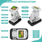 Rechargeable Digital Microscope for Kids 1200X - 2'' LCD Screen STEM Toy with 32G SD Card for Photo/Video, Portable Pocket Microscope for Boys Girls Ages 6,7,8-12, Science Kit Gift Birthday Christmas