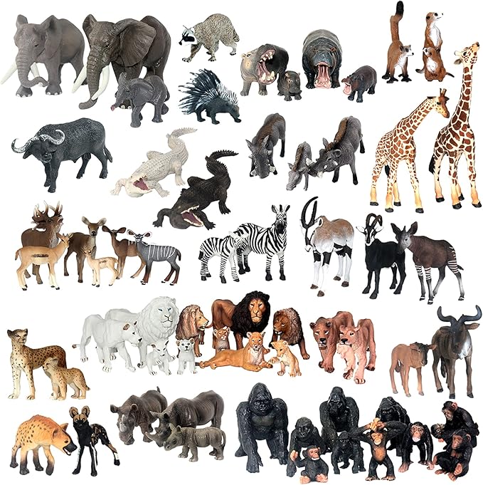 FUNSHOWCASE Jumbo African Jungle Animals Figures Toys, Large Realistic Plastic Safari Animals Playset