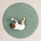 Comfy Cubs Round Kids Play Mat - Medium 48 inches Soft Quilted Baby Floor Mat with Non-Slip Bottom - Plush Design for Toddlers' Playtime and Relaxation - Comfortable and Durable - Fern