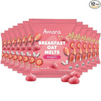 Amara Breakfast Oat Melts - Organic Toddler Snack - Single Serve Fiber-Packed Oat Bites with Real Fruit, No Added Sugar, Quick Dissolving, Strawberry - 12 Pack