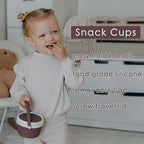 No Spill Silicone Toddler Snack Containers, Detachable Silicone Flap for Filling&Cleaning, Crumb-Free Hard Plastic Screw Travel Lid, Ultra-Soft for Baby Kids Hand In-Out, Snack Cup Holder 12 oz