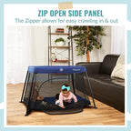 Dream On Me Travel Light Playard with Mesh Zipper Door in Navy