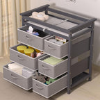 YUFU Changing Table, Nursery Dresser with 6 Storage Drawers, Safety Rails & Strap, Baby Diaper Changing Station, Gray