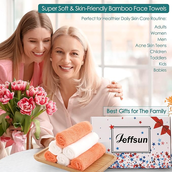 Wash Cloths 12 Pack, 13x13 inch Extra Large White Face Towel on Sensitive Skin, Super Soft and Skin Friendly Bath Washcloths for Face and Body, Easy to Clean Fast Dry Facial Cleaning Cloths with Loop