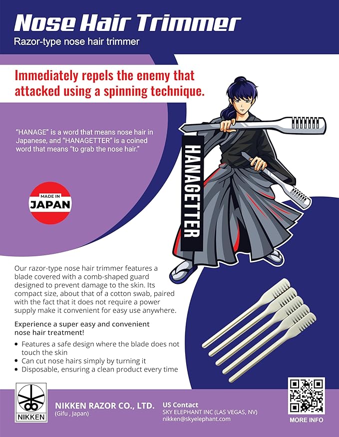 NIKKEN HANAGETTER Nose Hair Remover 10-Pack – Individually Wrapped, Painless Manual Tweezers, Precision Stainless Steel, Made in Japan