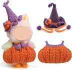17cm Doll Clothes Set - Handmade Knitted Adorable Witch Pumpkin Style for Dolls Dress Up (Purple)
