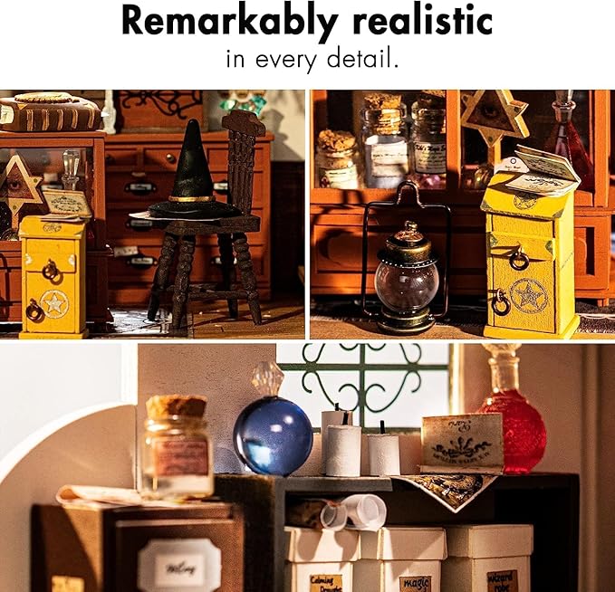 Rolife DIY Miniature House Kit Magic House, Tiny House Kit for Adult to Build, Mini House Making Kit with Furniture, Halloween for Family and Friend (Kiki's Magic Emporium)