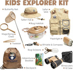 Kids Bug Catching Kit - Complete Explorer Kit with Safari Vest, Hat & More - Cute Dress-Up Safari Costume, or Zoo Keeper - Outdoor Explorer Set & Bug Toys for 7+ Year Old Boys Girls + Adventure Book