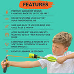 Light Up Foam Rocket Toys for Kids: Best LED Rocket Launcher Slingshot Lights Up & Makes Noise! for Boys & Girls. Outdoor Toy Party Favors Easter Stuffers & Great Gifts for Ages 8 9 10 11 12 13 & Up