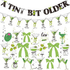 A Tini Bit Older Birthday Decorations, Pre-Strung Banners and 20 Hanging Swirls, Martini Party Decorations, Funny Adult Birthday Party Décor for Girls Women