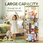 Stuffed Animal Storage, Two-Tone Wood Toy Storage, Space Save Zoo Toy Organizer, Large Capacity Stuffed Animal Holder for Toddler, Gift for Playroom Bedroom Nursery, WJJ-S1