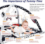 Black and White Baby Gym Play Mat with 6 Toys Tummy Time Activity Mat for Babies 0-6 6-12 Months High Contrast Baby Gyms & Playmats Sensory Toys Newborn Brain Development Infant Play Mat