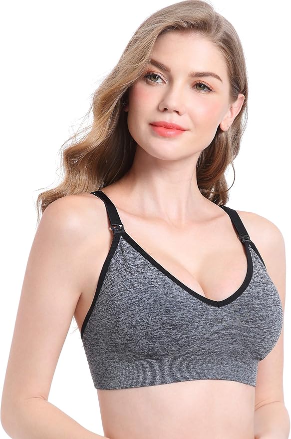 Suekaphin Nursing Bra 5pack Wireless V Neck Maternity Nursing Bra Bralette Low Cut Sleeping Breastfeeding with Extenders