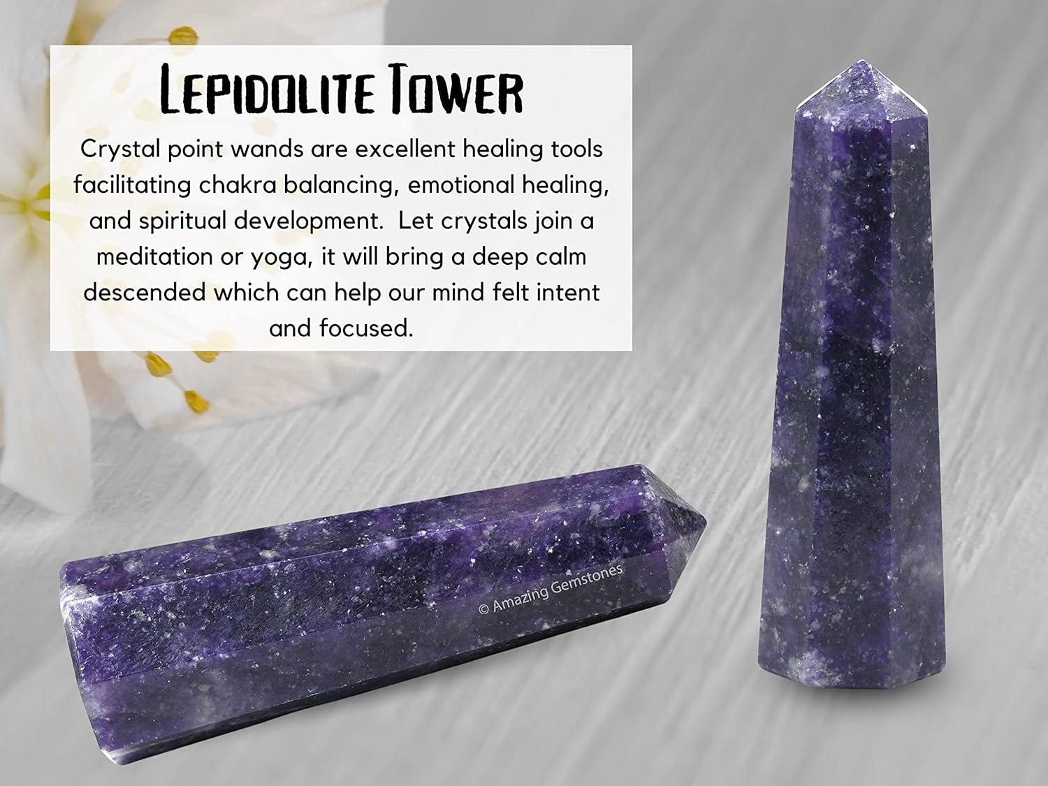 Amazing Gemstone Lepidolite Crystal Towers ~ Natural Healing Crystal Point Obelisk for Reiki Healing and Crystal Grid (2" to 3" INCH)