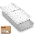 2-Pack Organic Changing Pad Covers for Girl, Boy, Neutral - 100% Cotton Changing Table Pad Cover, Soft Baby Nursery Diaper Changing Pad Sheets, Contour Changing Pads Liners, Change Pad Cover (Nordic)