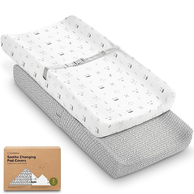 2-Pack Organic Changing Pad Covers for Girl, Boy, Neutral - 100% Cotton Changing Table Pad Cover, Soft Baby Nursery Diaper Changing Pad Sheets, Contour Changing Pads Liners, Change Pad Cover (Nordic)