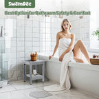 HDPE Shower Bench Seat Capacity 300LB, Waterproof Bathroom Stool with Side Carry Holes, Compact 16.8" L Design, Non-Slip Shower Seat for Elderly, Shaving Legs & Spa - Indoor/Outdoor Use (Gray)