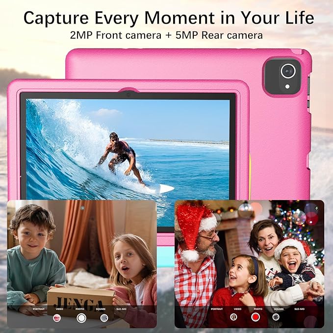 Kids Tablet with Strap, Android 14 Tablet for Kids 10 inch, Toddler Tablets Octa-Core 64GB 1TB Expandable, Children's Tablets with Case, Bluetooth WiFi Parental Control Dual