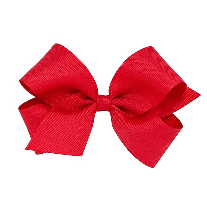 Wee Ones Baby Girls' Medium Grosgrain Hair Bow on a WeeStay Clip w/Plain Wrap - Red,One Size