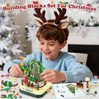 SpringFlower 594 PCS Christmas Tree Building Block Set, Rotating Music Box Christmas Building Block Tree for Boys Girls Adults, Xmas Gifts Decorations for Kids Adults Teens,Green