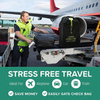 reperkid Medium Stroller Bag for Airplane Travel, Black & Green, 42" H x26 W x13 D, Fits Most Single Strollers Incl. Jogging & Standard Models – Premium Waterproof Cover, Adjustable Shoulder Straps