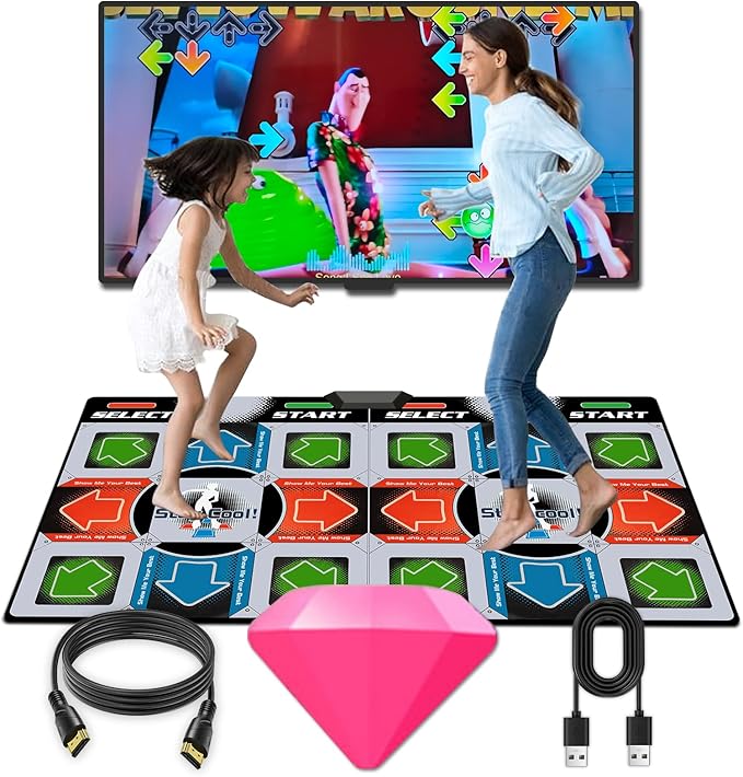 TV Dance Mat Games - Wireless Music Electronic Dance Mat Fun Dance Fitness Games for Kids, Christmas and Boys and Girls Birthday Gift Ideas, Silver Gray