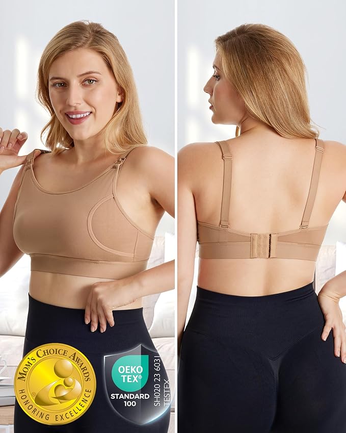 Momcozy Hands Free Pumping Bra, Adjustable Breast-Pumps Holding and Nursing Bra, Pumping & Nursing Bra in One