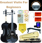 1/4 Fiddle Black Colored Premium Violin Outfit for Beginners Adults Kids With 5 Color Fingering Tape- Handcrafted Student Beginner Violin.(Black, 1/4)