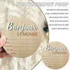 Baby Announcement Sign, 5.9 Inch Wooden Hello World Newborn Signs, "Bonjour Le Monde" Decoration, Birth Announcement Sign, Welcome Newborn Arrival to World, Hospital Nursery for baby