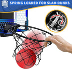 Basketball Hoop Indoor, Mini Basket Ball Hoop with 7 LED Lighting, Scoreboard, Over Door Basketball Hoop with 3 Modes, Volume Adjustable, Foldable, Basketball Toys Gifts for Kids Adults (Blue)