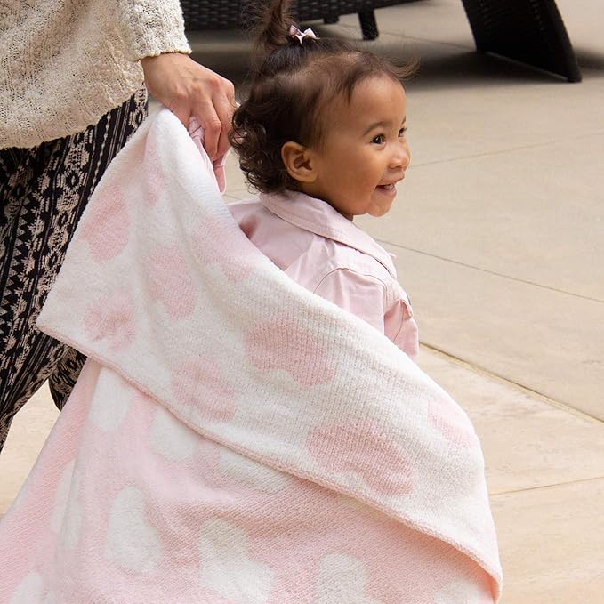 Living Textiles Pink Hearts Chenille Soft Baby Blanket Reversible Premium Cozy Fabric for Best Comfort - for Infant,Toddler,Newborn,Nursery,Girl,Throw,Crib,Stroller,Gift, Pink Hearts 40x30