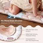 Momcozy Baby Play Mat for Floor, 50x50 Thickened Playpen Mat, Playmate for Baby Tummy Time, Waterproof & Non-Slip, Foldable Outdoor Mat with Carrying Handle, Leopard Heart