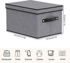 Fabric Storage Boxes, 7.1 x 9.1 x 13 Inch Baskets for Shelves with Lids, Wardrobe Organiser with Handles, Decorative Linen Closet Organizer Bins, Gray, 3 Pack
