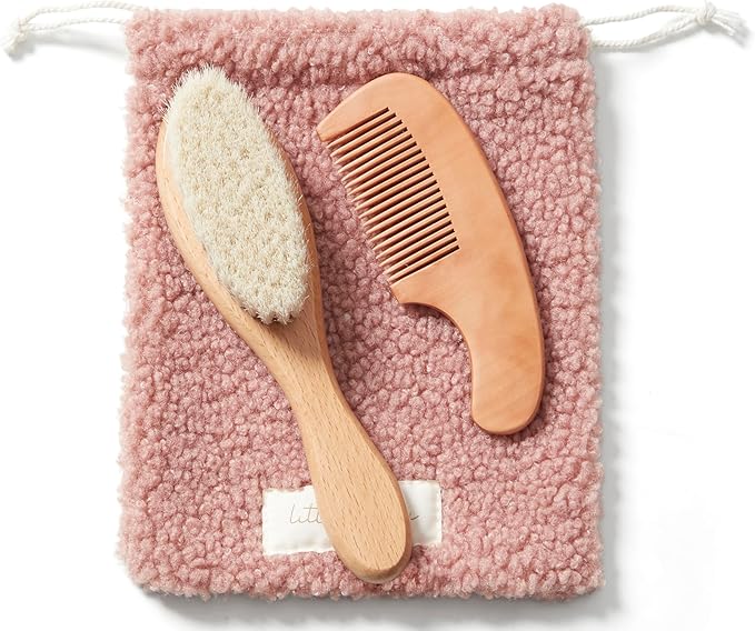 MYZI Baby Hair Brush Set – Soft Baby Brush Set for Newborns, Baby Comb and Brush Set Girl and Boy, Toddler Hair Brush and Toddler Comb - Baby Gift Set