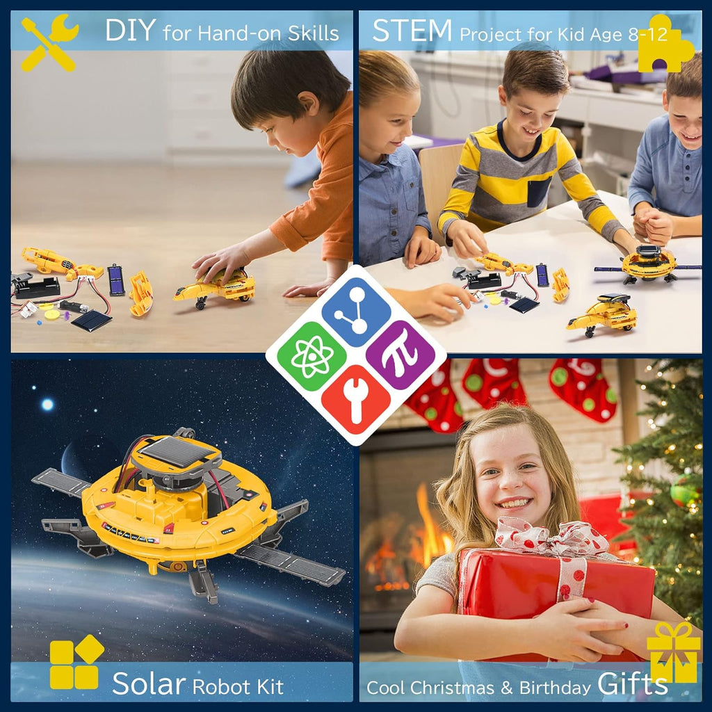 Toys for Boys Age 8-10,STEM Kit Bot Build Your Own Science Gear Robot Kit with Solar Panel & Battery Power, Christmas Birthday Idea Gifts Toy for 9 10 11 12 13 14 Years Old Boy
