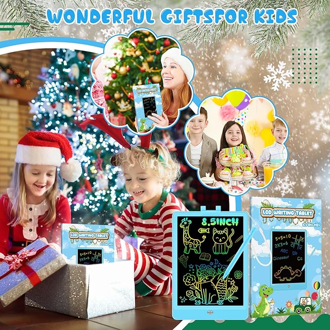Decute Kids Toys LCD Writing Tablet with Stylus, 8.5 Inch Erasable Toddlers Doodle Board, Reusable Drawing Pad for Kids, Educational Christmas Birthday Gift for 3 4 5 6 7 8 Girls Boys Toddler Blue