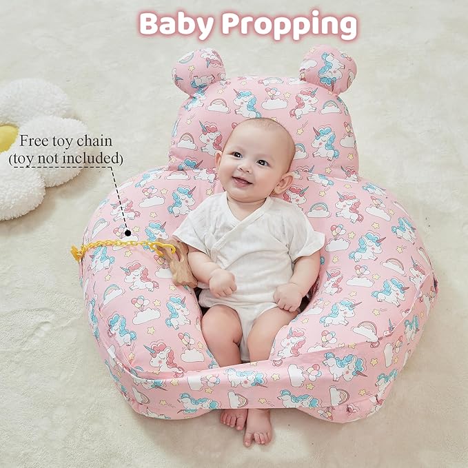 Nursing Pillow for Breastfeeding, Breast Feeding Pillow for Mom Support, Adjustable Waist Strap and Removable Cotton Cover, Unicorn