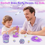 LAWOHO 6 Packs Gradient Purple Slime Kit - Cloud, Butter & Clear Slimes, Crunchy Slimes Kits for Kids with Beach Charms & Add-ins, Party Favors for Girls & Boys, 360ml Soft Non Stick Slime Making Kit