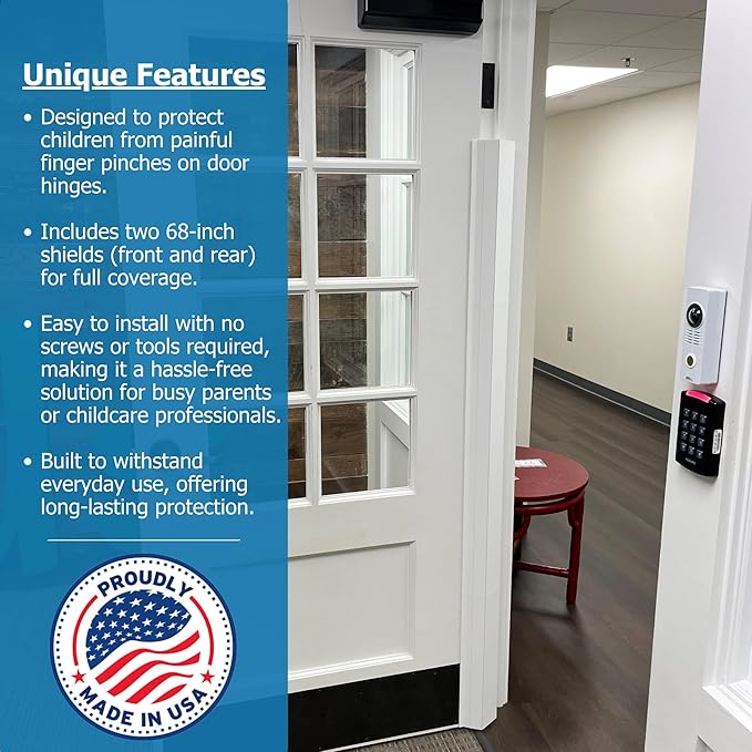 Cardinal Gates PinchNot 90 Degree Door Pinch Guard for Kids Safety-Door Hinge Protector for Baby Proofing-CSP29-Door Finger Pinch Shield for Front and Rear Side of Doors-Child Proof Jamb-Made in USA