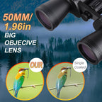 20 x 50 High Powered Binoculars for Adults, Large View Binocular Waterproof Compact Binoculars with Low Light Vision for Bird Watching Sightseeing Wildlife Watching Traveling Stargazing (Black)